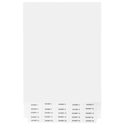 Exhibit Dividers 1-25 Bottom Tab Set
