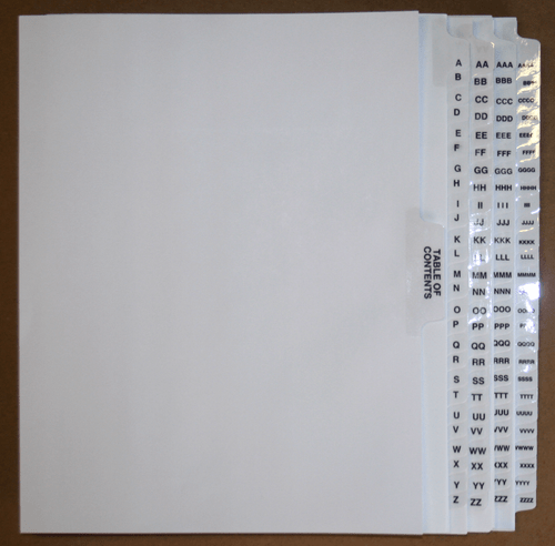 A-ZZZZ Dividers (A-4Z)