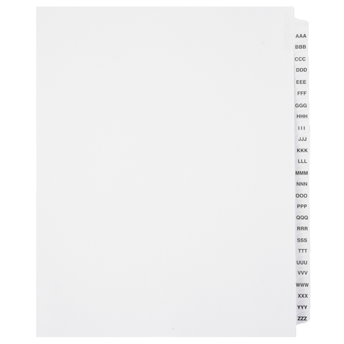  AAA-ZZZ Dividers (3A-3Z)