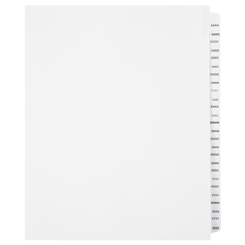 AAAA-ZZZZ Dividers (4A-4Z)