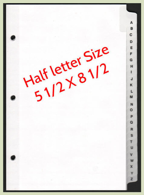 5 1/2 X 8 1/2 A - Z Indexes 5 1/2 X 8 1/2 A - Z Indexes