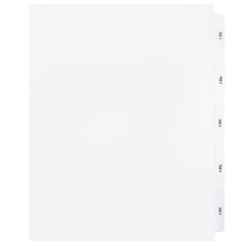 Custom Printed 5-Division Tabs — Letter Size, Printed 1 Side