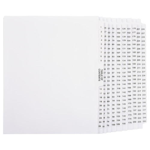 Numbered Dividers 1-250
