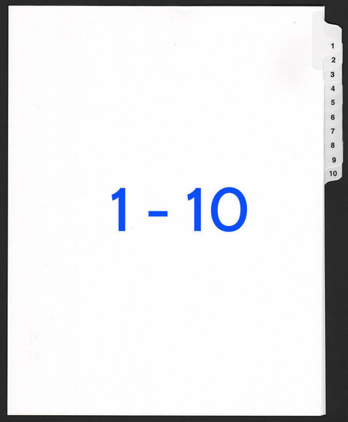Numbered Dividers 1-10