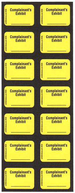Complainant's Exhibit Labels Bright Yellow  Complainant's Exhibit Labels Bright Yellow