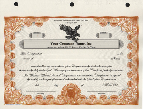 Custom Printed Corporate Stock Certificates
