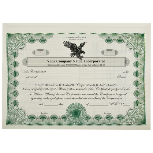 Custom Printed Corporate Stock Certificates