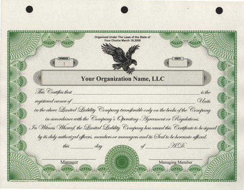 Custom Printed LLC Certificates