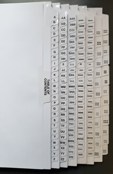 A-ZZZZZZ Dividers (A-6Z)