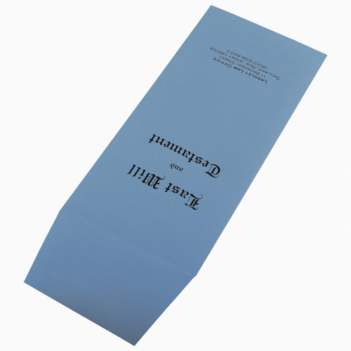 Personalized Blue Last Will and Testament Envelopes (Priced per 50)
