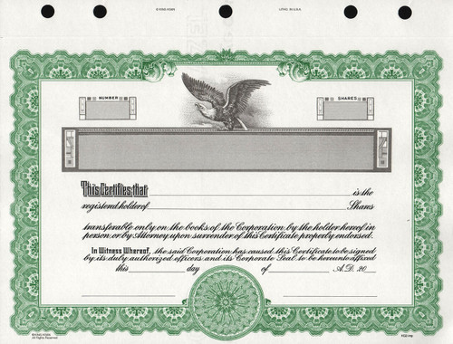 Personalized KG2 Corporate Stock Certificates