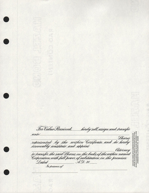 Personalized KG2 Corporate Stock Certificates