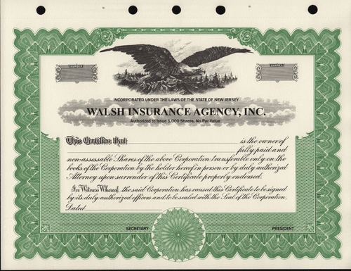 Custom Printed Corporate Stock Certificates-5187