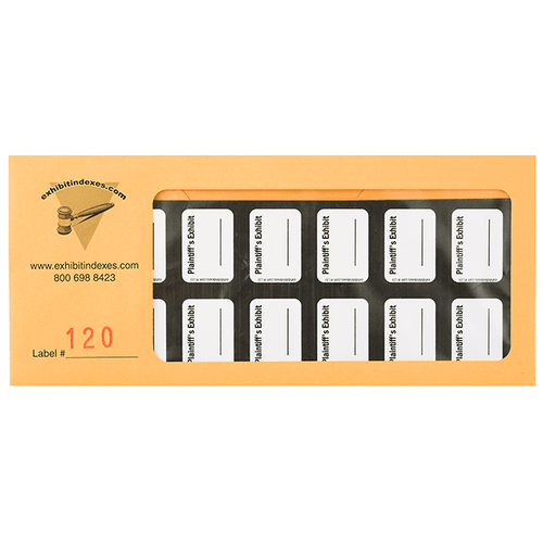 Plaintiff's Exhibit Labels White Plaintiff's Exhibit Labels White