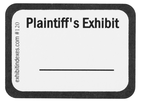 Plaintiff's Exhibit Labels White