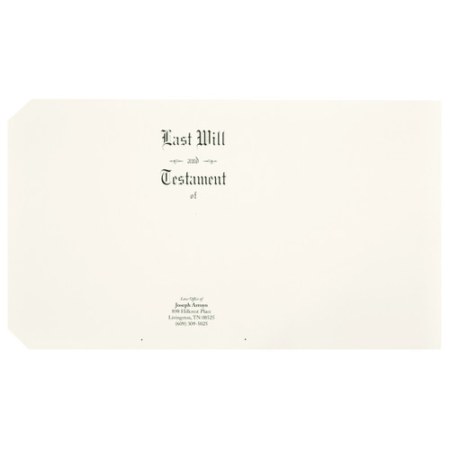 Personalized Will Covers Soft White Legal Size  (Priced per 50)
