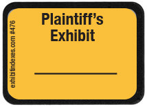 Plaintiff's Exhibit Labels White