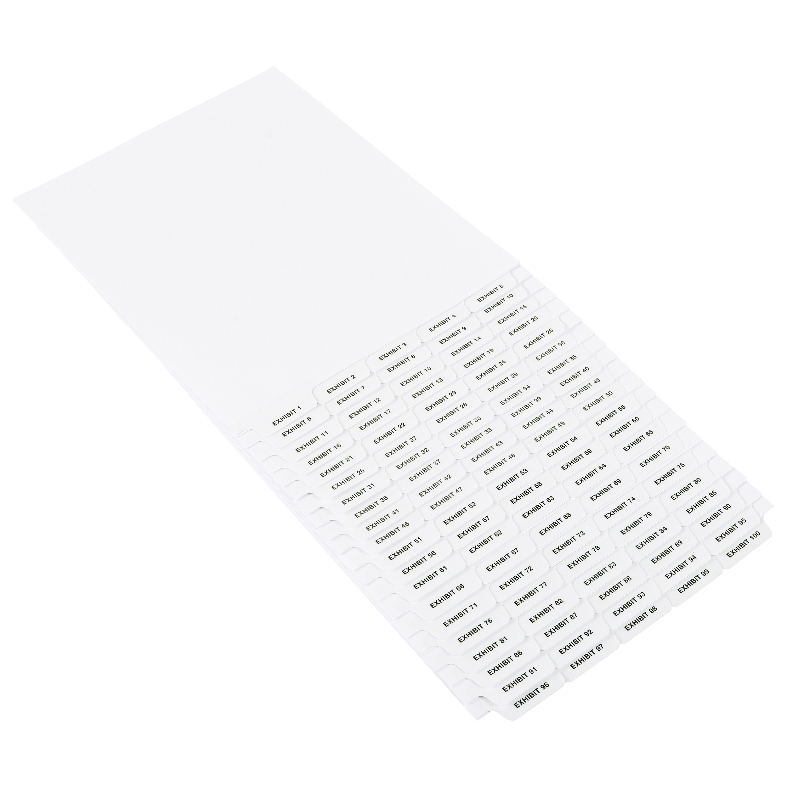 Bottom Exhibit Dividers Set 1-100 - ExhibitIndexes.com
