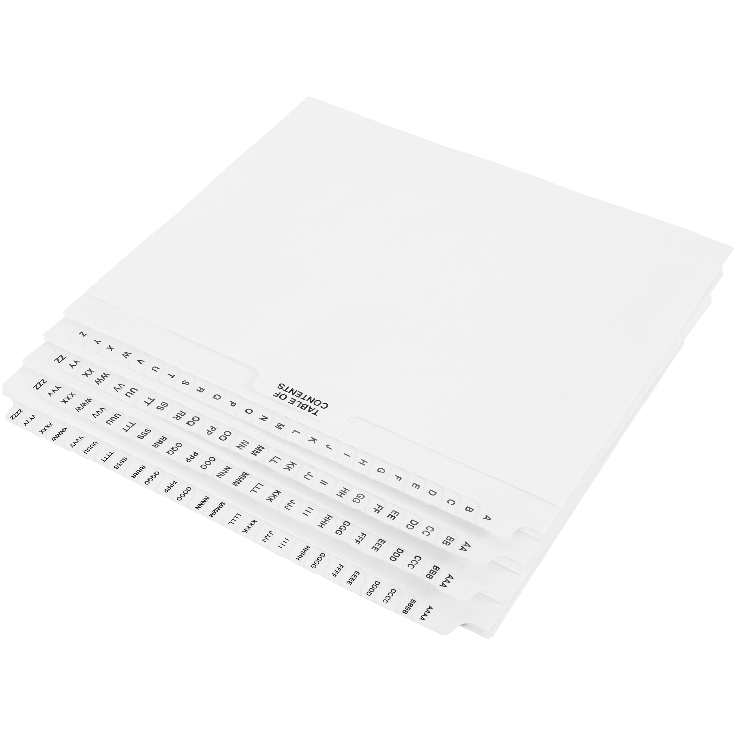 A-ZZZZ Dividers (A-4Z) - ExhibitIndexes.com