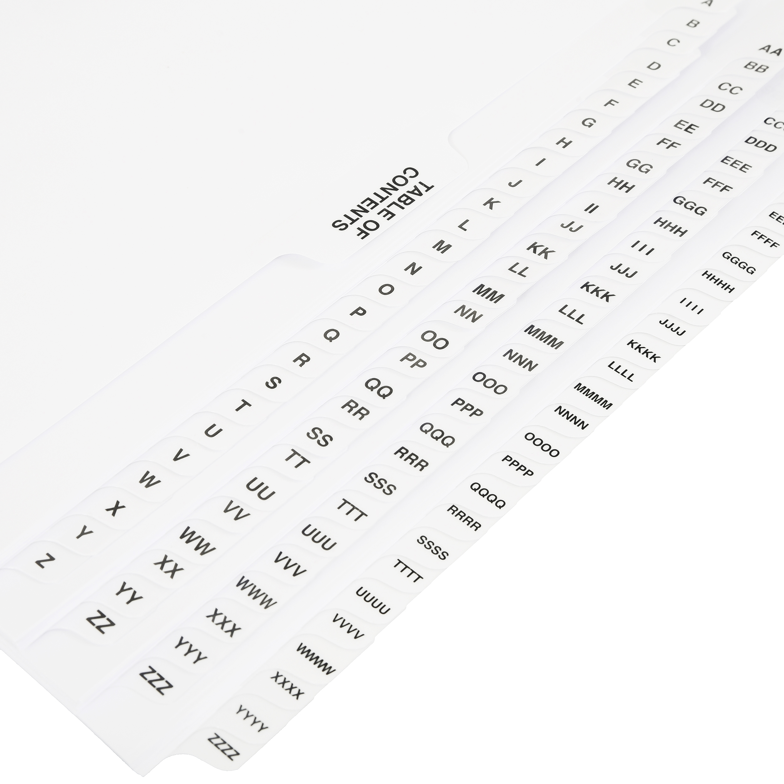 A-ZZZZ Dividers (A-4Z) - ExhibitIndexes.com