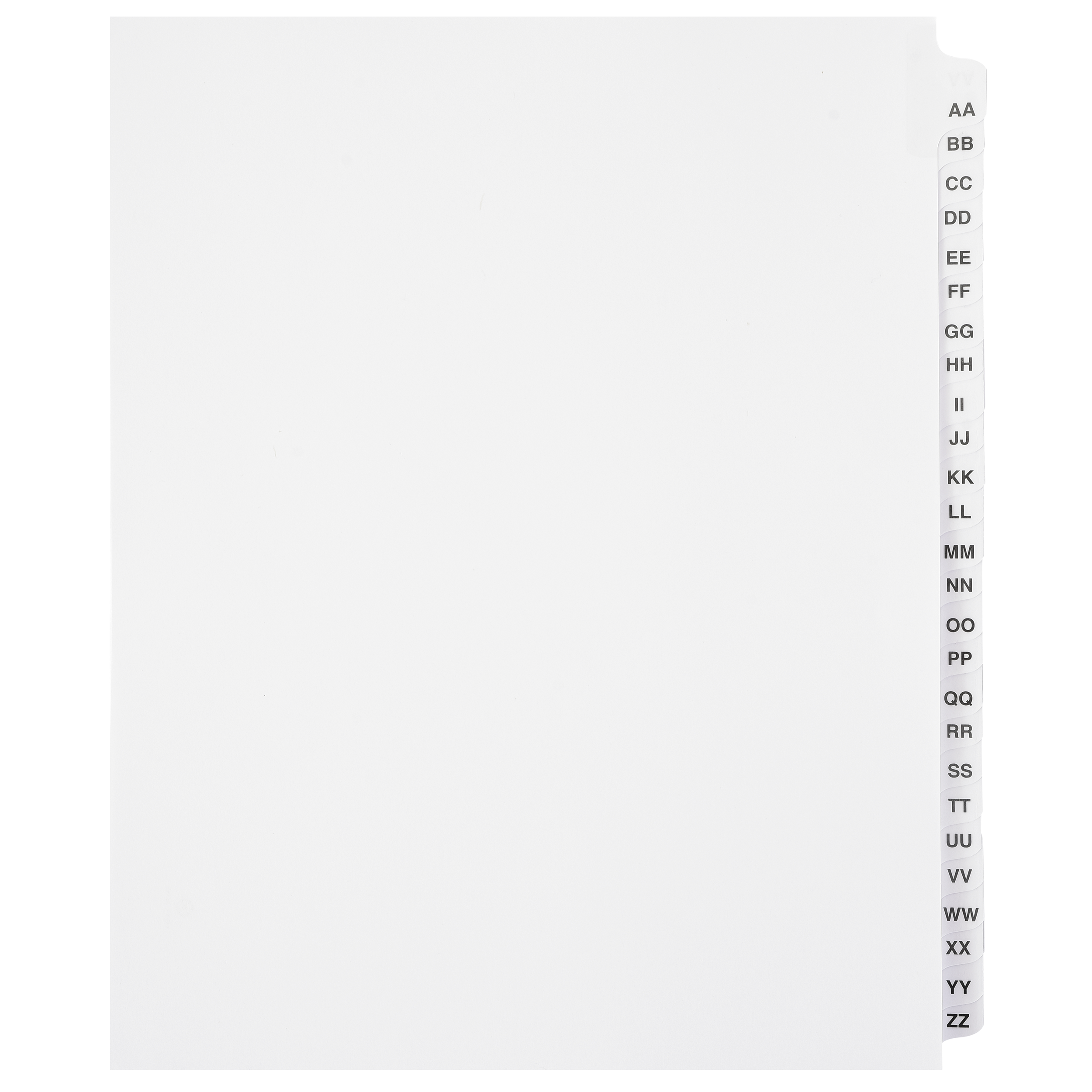 Aページ A-ZZZZ Dividers (A-4Z) - ExhibitIndexes.com