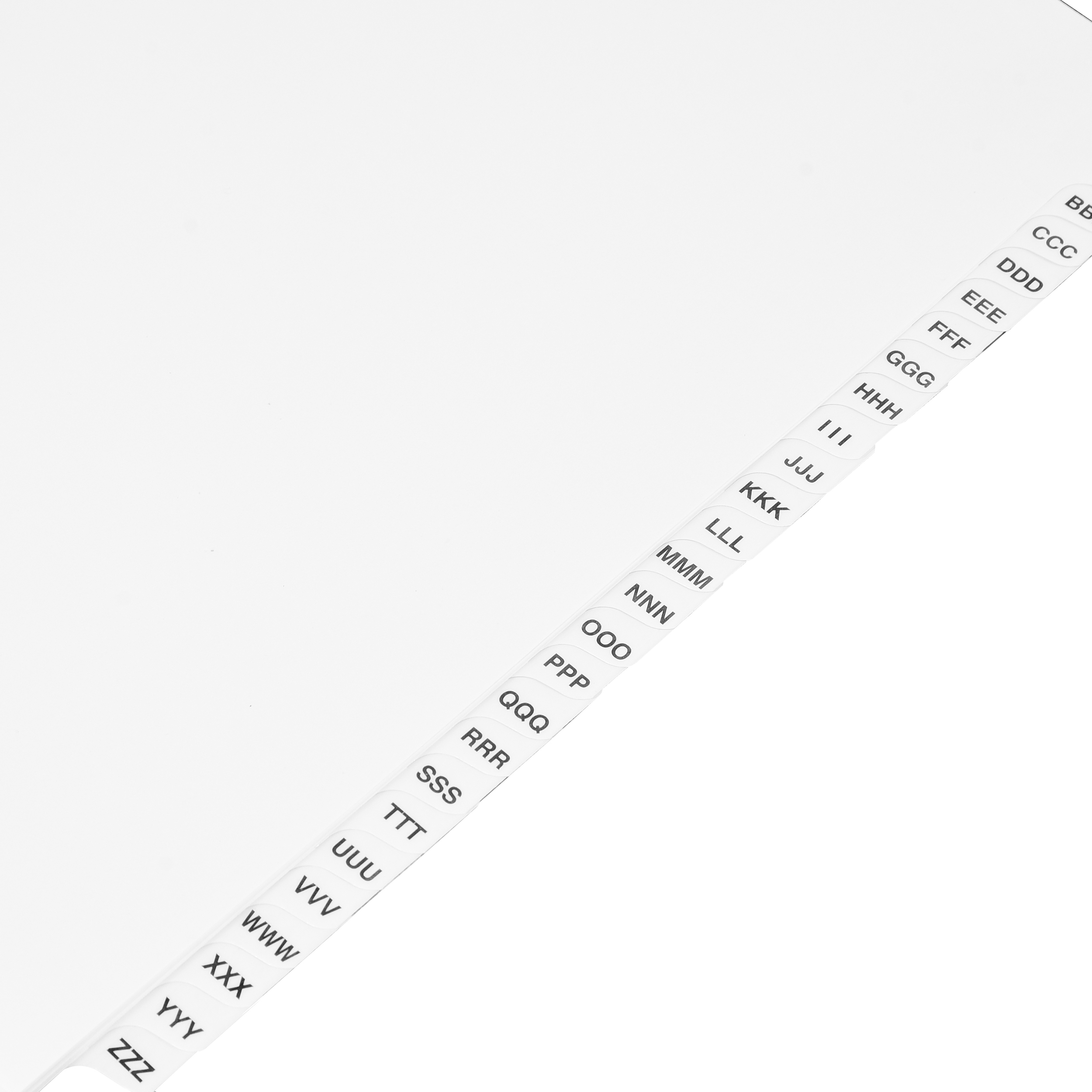AAA-ZZZ Dividers (3A-3Z) - ExhibitIndexes.com