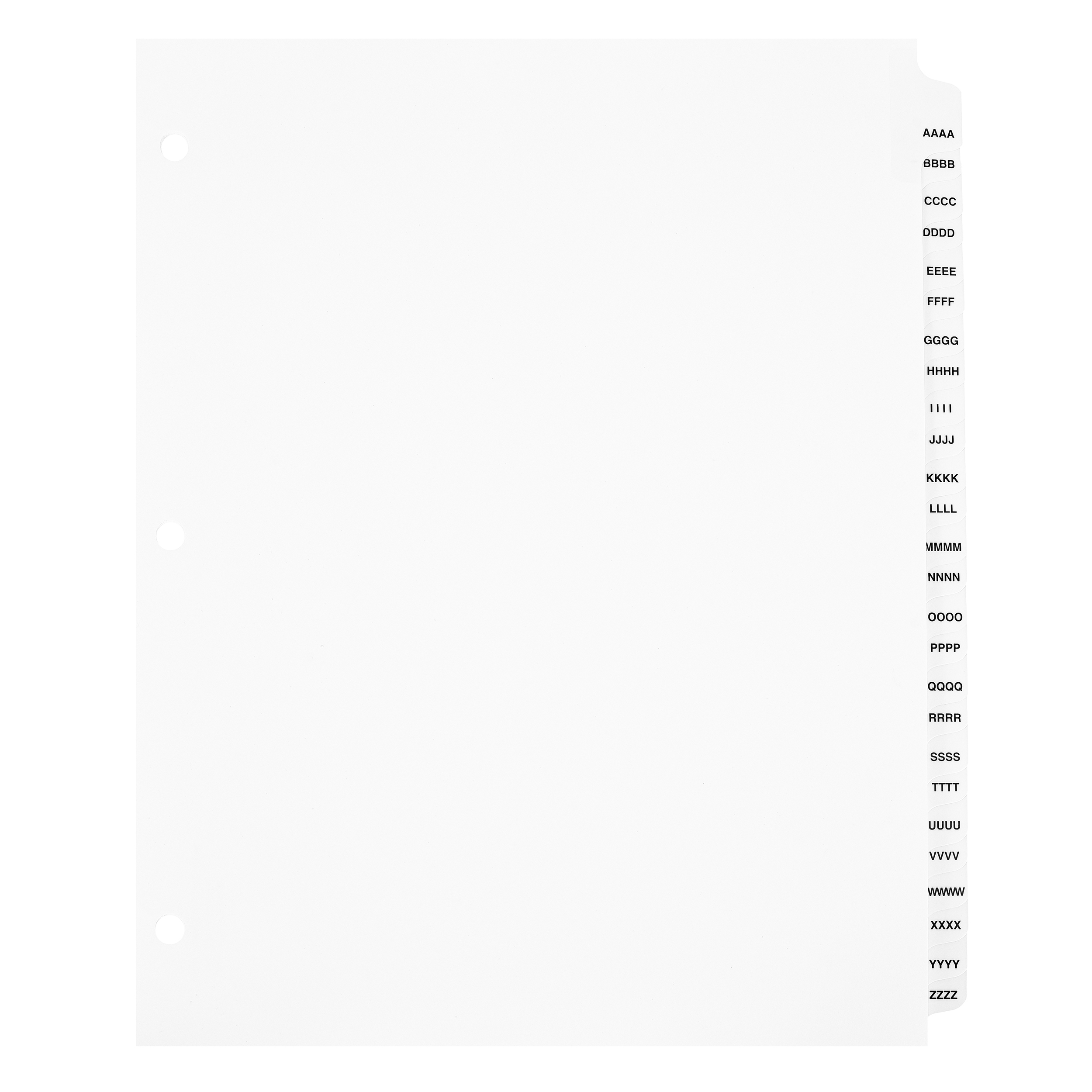 AAAA-ZZZZ Dividers (4A-4Z) - ExhibitIndexes.com