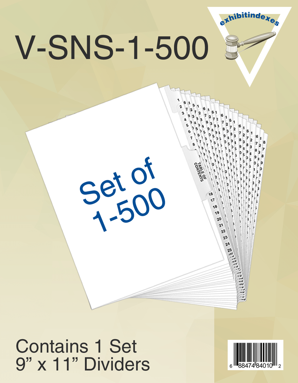 Numbered Dividers 1-500 - ExhibitIndexes.com