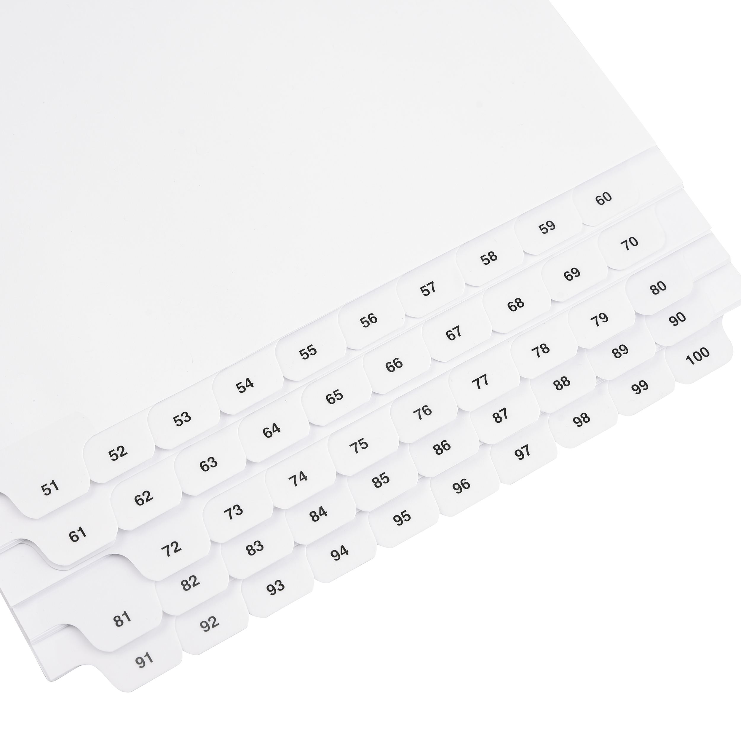 Numbered Dividers 51-100 - ExhibitIndexes.com