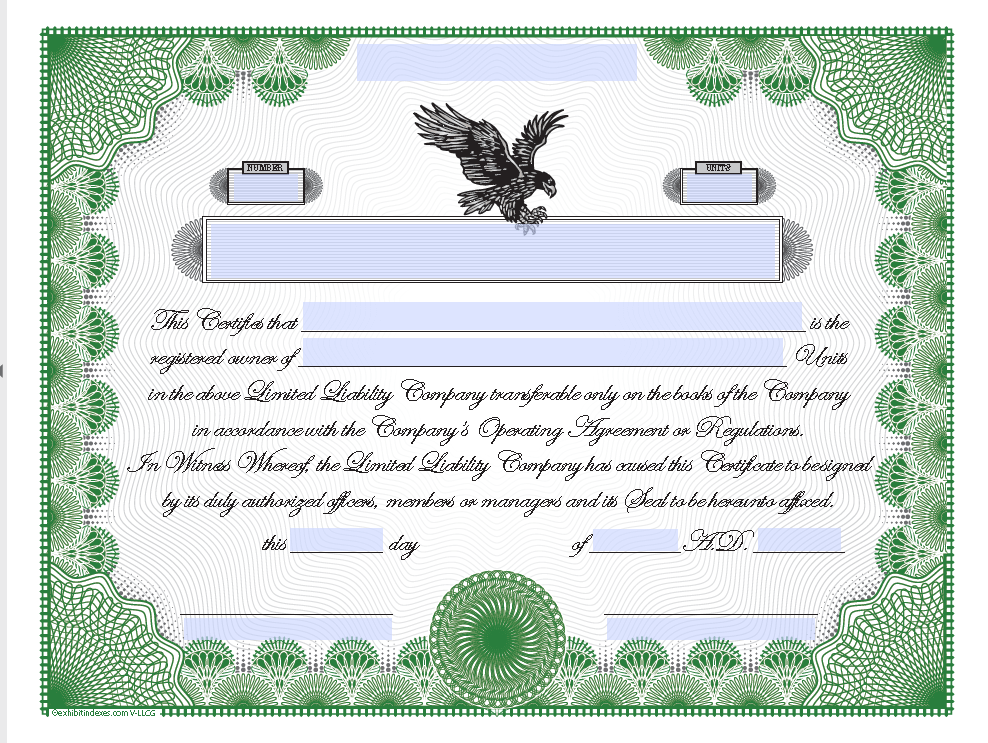 Downloadable LLC Units Certificates - ExhibitIndexes.com downloadable-llc-units-certificates-exhibitindexes-com