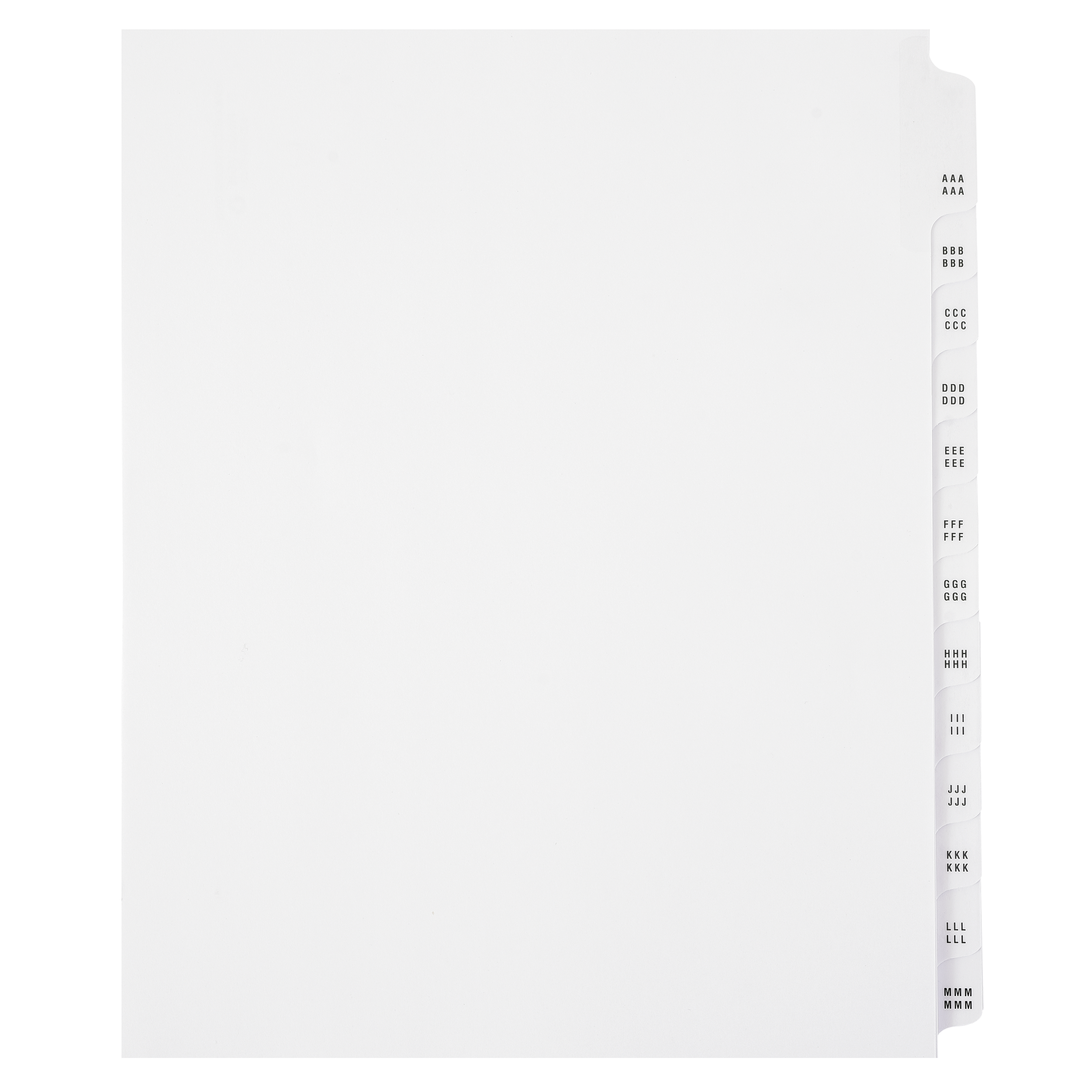 AAAAAA-ZZZZZZ Dividers (6A-6Z) - ExhibitIndexes.com