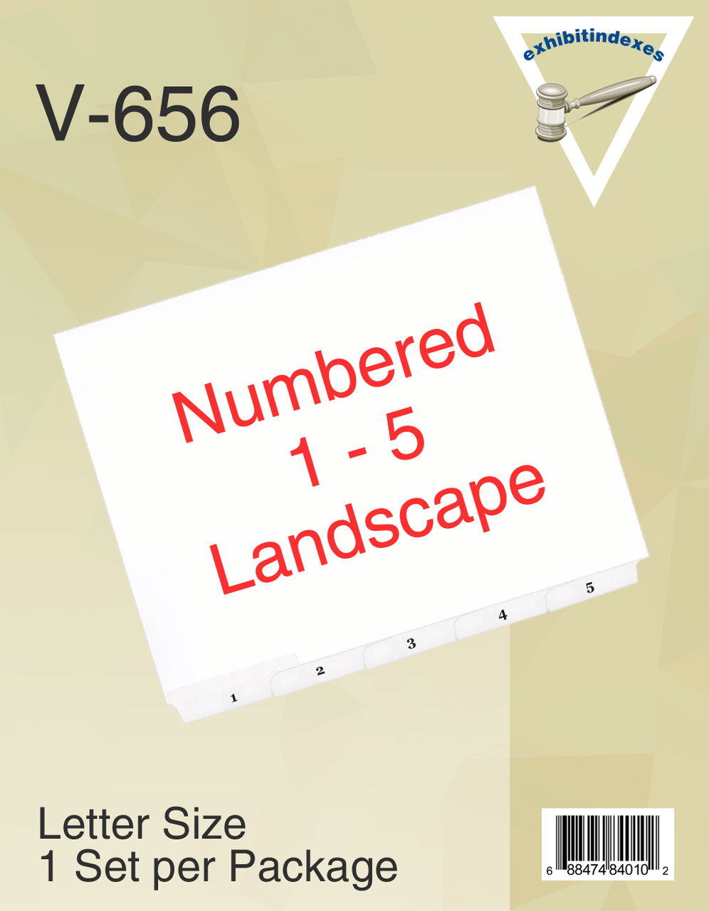 Numbers 1 - 5 Landscape - ExhibitIndexes.com