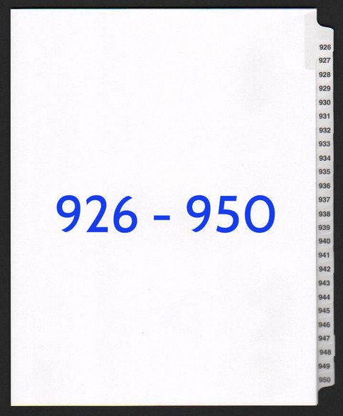 Numbered Dividers 926-950 - ExhibitIndexes.com