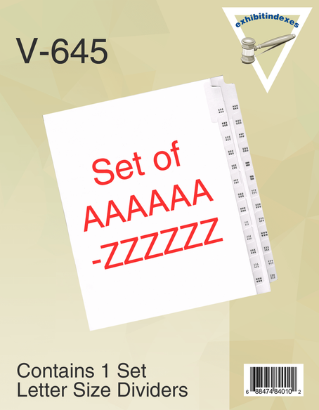 AAAAAA-ZZZZZZ Dividers (6A-6Z)