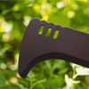 Close-up of the Super Duty Brush Axe blade showing the three cutouts near the spine