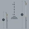Diagram showing the pruner five position extension from 7 feet to 14 feet