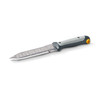 The Heavy Duty Hori Hori Garden Knife at an angle, showing the serrated stainless blade with depth markings