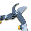 Close-up of the Pro Series Forged Lopper head showing the forged steel blade and hook and the bolted pivot