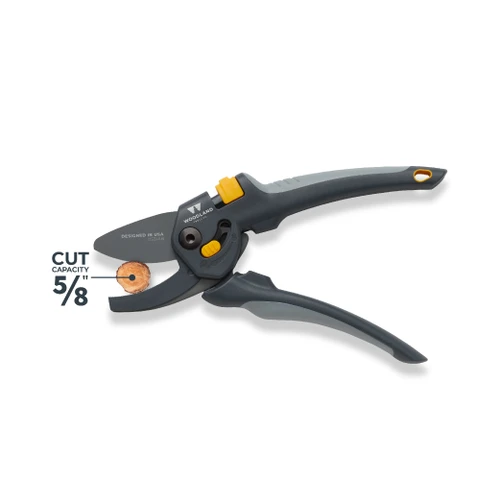The Heavy Duty Anvil Pruner open with a five eighths inch cut capacity callout