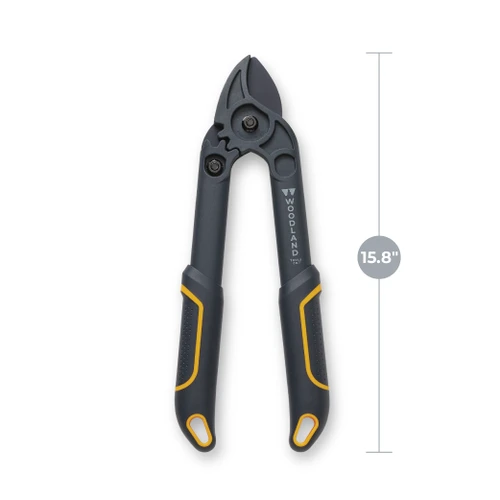 The Compact Duralight Lopper standing upright with a 15.8 inch length measurement
