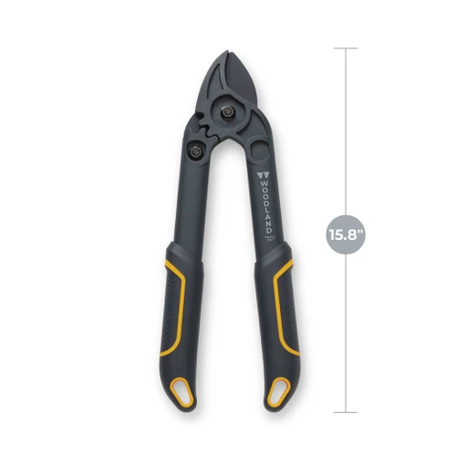The Compact Duralight Lopper standing upright with a 15.8 inch length measurement