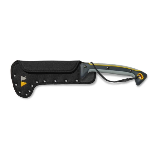 The Super Duty Brush Axe in its black ballistic nylon sheath