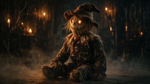 Halloween Life-Size 4ft Animated Sitting Scarecrow Decoration