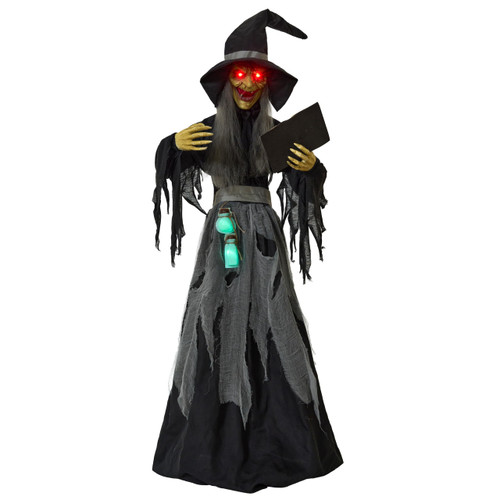 SUNOYAR 5.7ft Outdoor Animatronics Wizard with Pumpkin Face,