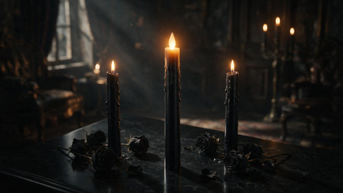 Black Single Wax Drip Flameless Candle Taper, 9.5", Moving Flame LED with timer