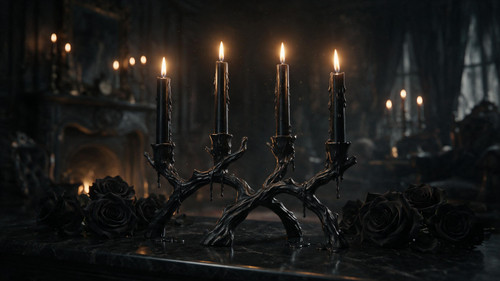 Black Branch 4 Taper Candle Holder