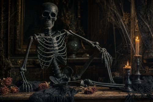 60" Multi Pose-N-Stay Large Skeleton, Black Terra Cotta