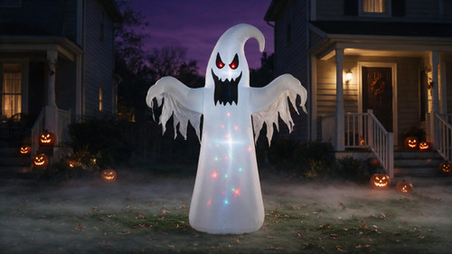 Gemmy Giant Airblown Inflatable Scary Ghost with Flickering Light, 12 ft Tall, Multi