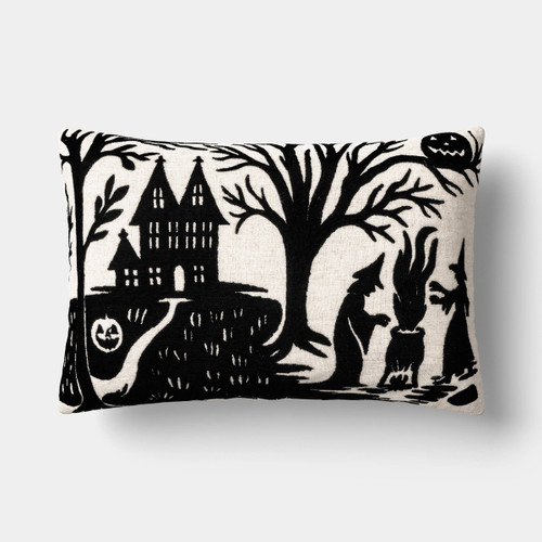 Lumbar Witches Pillow, khaki/black