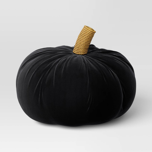 Shaped Velvet Pumpkin, Black (plush pillow)